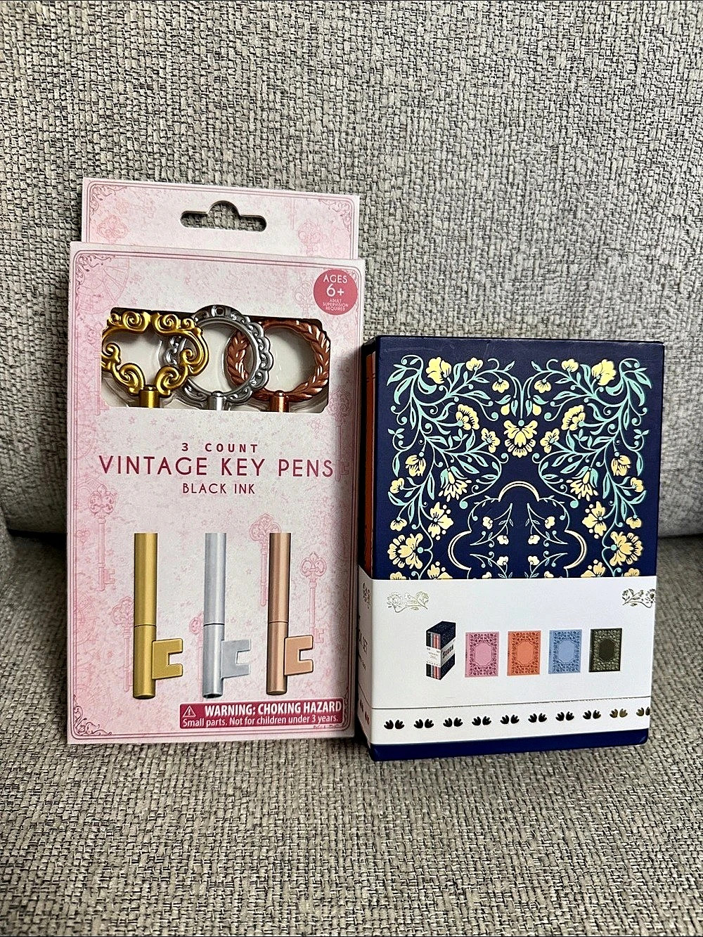 Vintage Key Pens & Floral Notebook Set NWT